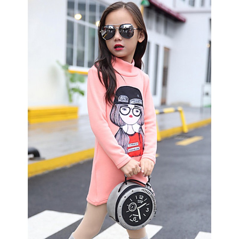 Girl Cotton Fashion Spring/Fall/Winter Going out/Casual/Daily Cartoon Print Turtleneck Long Sleeve Thicken Sweatshirt  