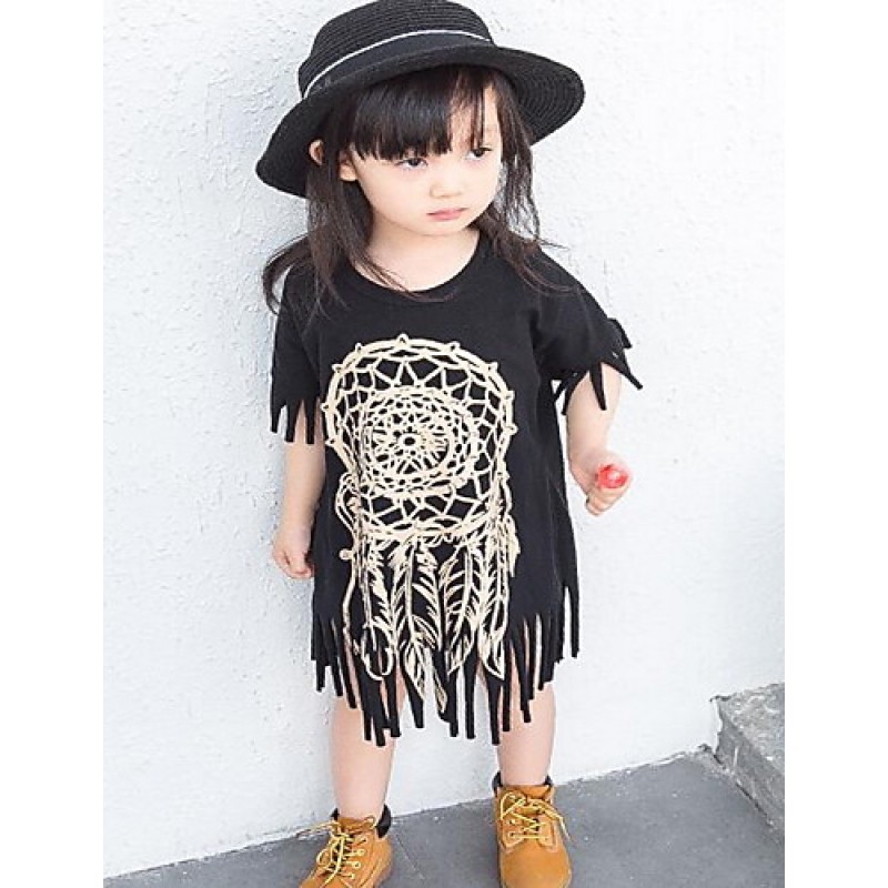 Girl Casual/Daily Print Tee,Cotton Summe...