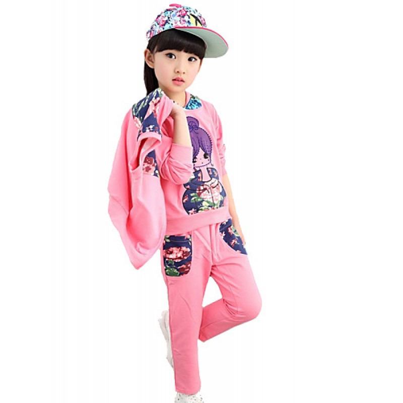 Girl's Cotton Spring/Autumn Cartoon Prin...