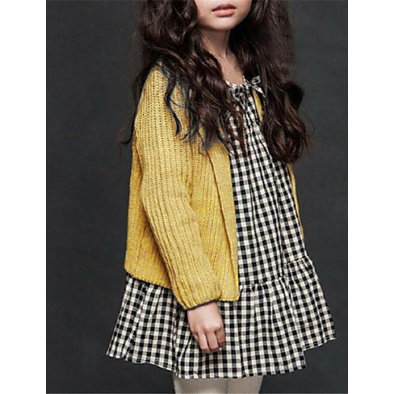 Girl's Casual/Daily Solid Sweater & Cardigan,Cotton Spring / Fall Green / Red / White / Yellow / Gray  