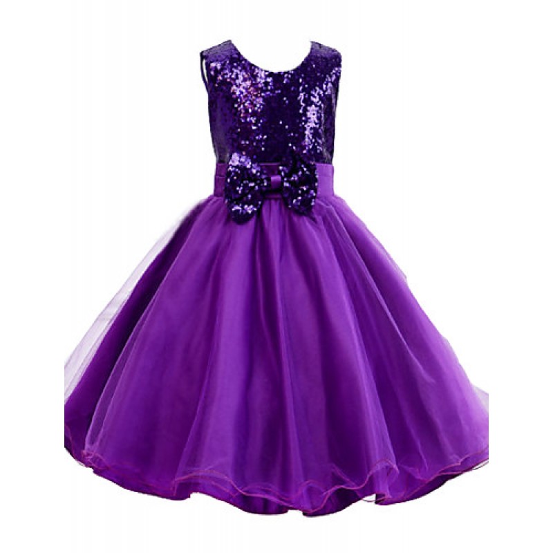 Girl's Blue / Gold / Green / Pink / Purple / Red / Silver / White Dress , Dresswear Cotton / Polyester All Seasons  