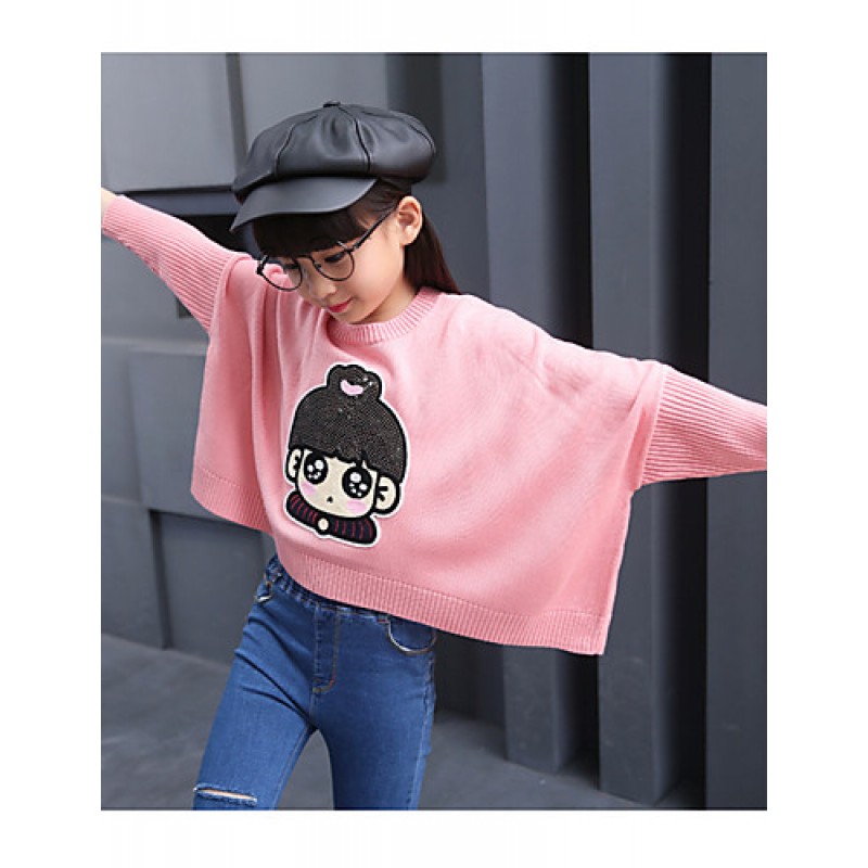 Girl's Casual/Daily Solid Sweater & CardiganCotton Fall Pink  