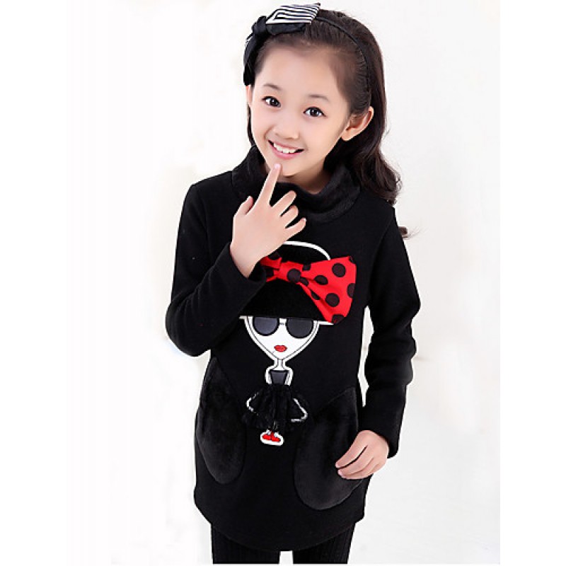 Girls Fashionable Han Edition Cotton  Long Sleeve Long T-shirt render unlined upper garment  