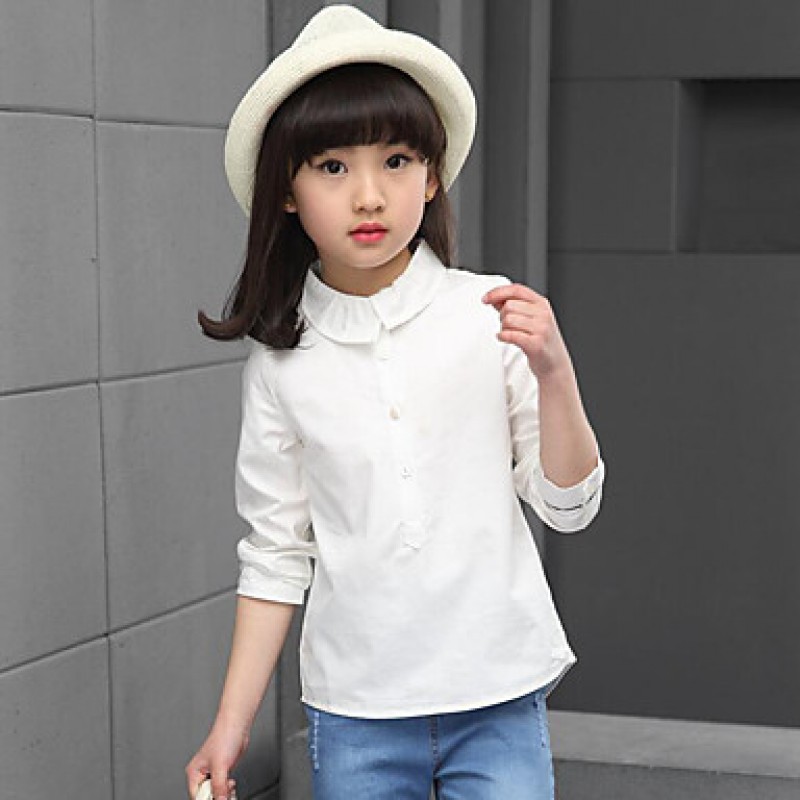 Girl's Casual/Daily Solid Blouse,Cotton Spring / Fall White  