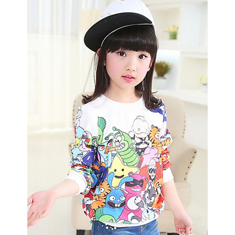 Girl's Cotton Spring/Autumn Fashion Cartoon Print Long Sleeve Round Neck Sweatshirt Blouse Casual/Daily Clothes  