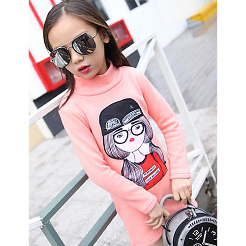 Girl Cotton Fashion Spring/Fall/Winter Going out/Casual/Daily Cartoon Print Turtleneck Long Sleeve Thicken Sweatshirt  