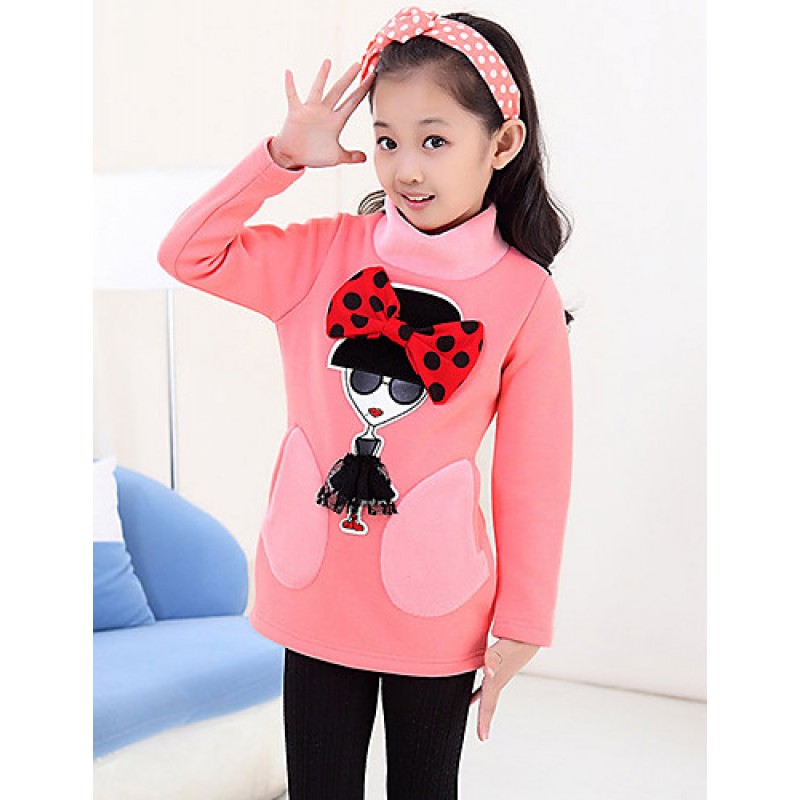 Girls Fashionable Han Edition Cotton  Long Sleeve Long T-shirt render unlined upper garment  