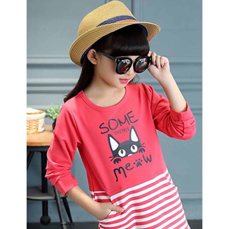 Girl's Casual/Daily Solid TeePolyester Spring / Fall Red / White / Yellow  