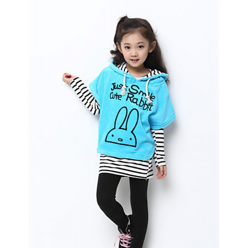 Girl's Cotton Spring/Autumn Stripe Batwing Coat Girls Clothing Sets Three-piece Set  