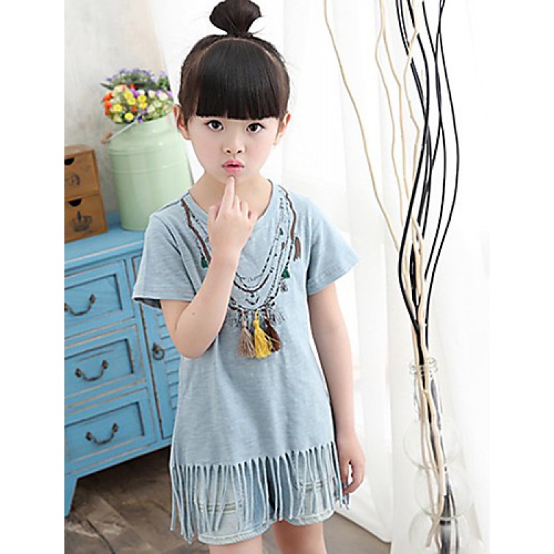 Girl's Casual/Daily Solid BlouseCotton / Bamboo Fiber Summer Blue / Pink / White  